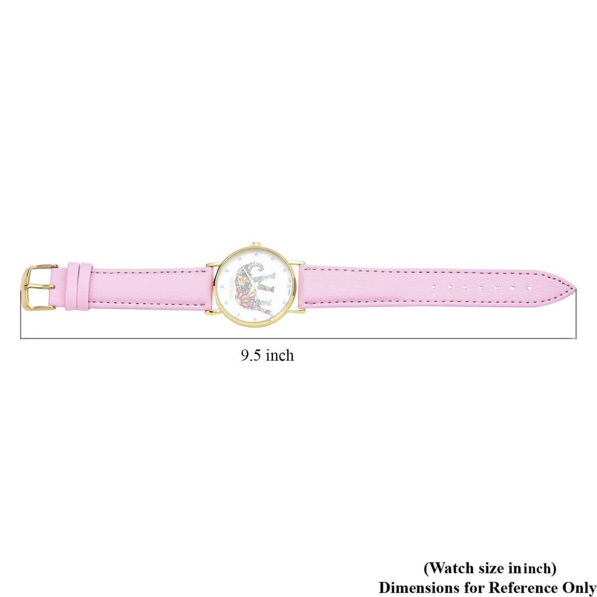 Strada Austrian Crystal Japanese Movement Elephant Watch with Pink Faux Leather Strap (6.50-8.00 Inches) image number 6