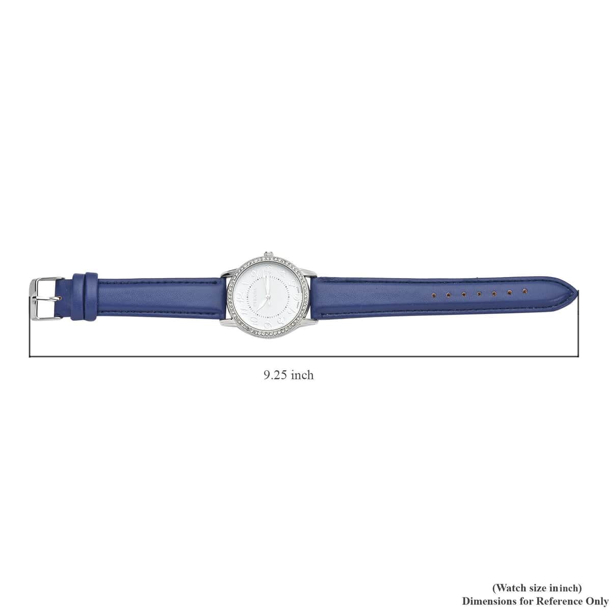 STRADA Austrian Crystal Japanese Movement Watch with Blue Faux Leather Strap (25.40 mm) (5.50-7.25 Inches) image number 6