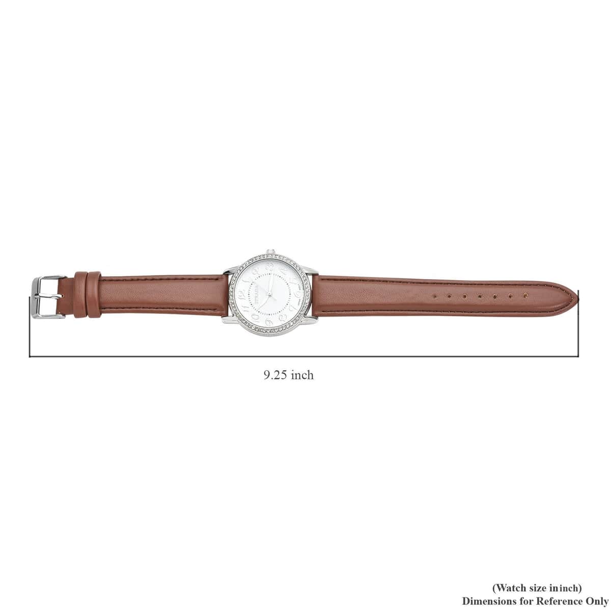 Strada Austrian Crystal Japanese Movement Watch with Brown Faux Leather Strap (25.40 mm) (5.50-7.25 Inches) image number 6