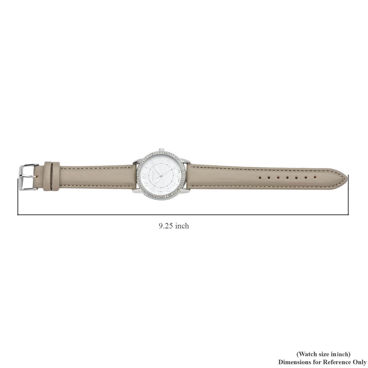 Strada Austrian Crystal Japanese Movement Watch with Gray Faux Leather Strap (25.40 mm) (5.50-7.25 Inches) image number 6