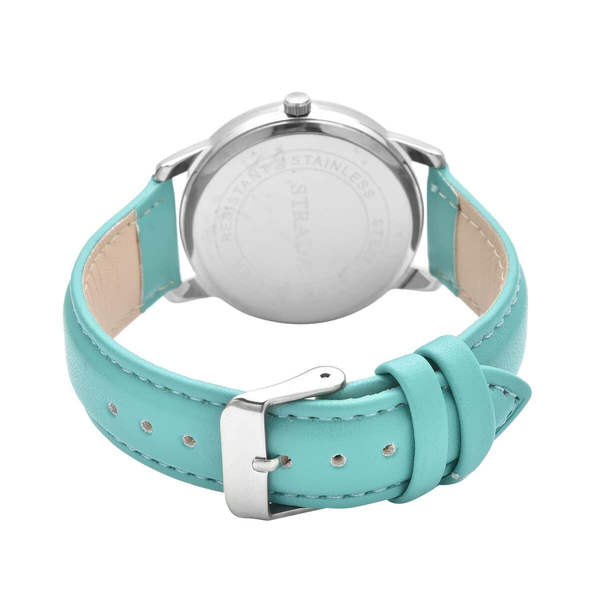 Strada Austrian Crystal Japanese Movement Watch with Teal Faux Leather Strap (25.40 mm) (5.50-7.25 Inches) image number 5