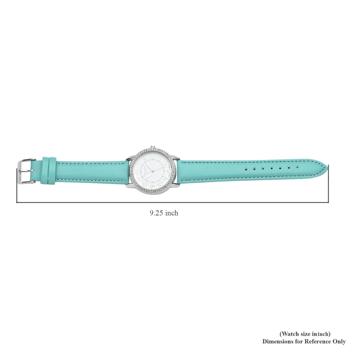 Strada Austrian Crystal Japanese Movement Watch with Teal Faux Leather Strap (25.40 mm) (5.50-7.25 Inches) image number 6