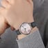 Strada Japanese Movement Piano Pattern Dial Watch in Black Ostrich Embossed Faux Leather Strap image number 2