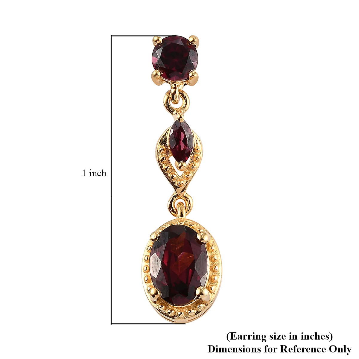 Orissa Rhodolite Garnet Dangling Earrings in Vermeil Yellow Gold Over Sterling Silver 2.80 ctw image number 4