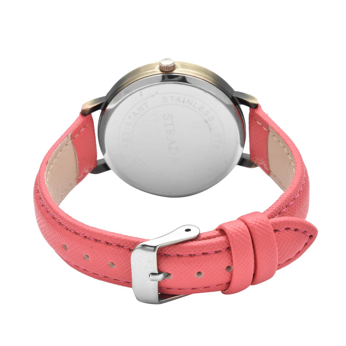 Strada Japanese Movement US National Flag Pattern Watch with Pink Faux Leather Strap image number 4