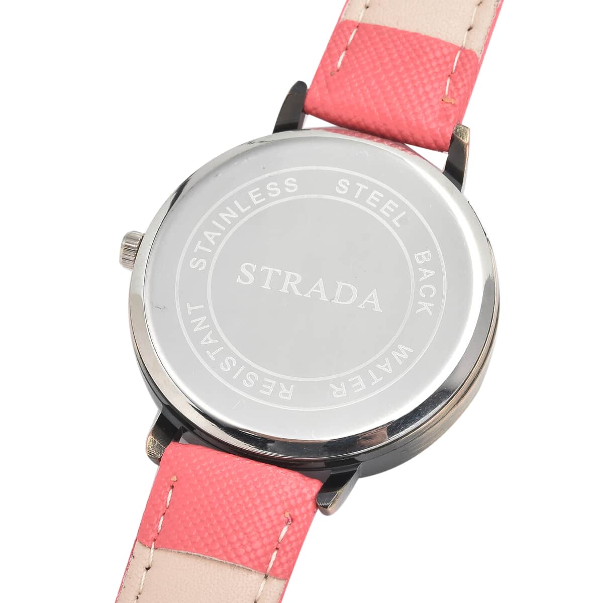 Strada Japanese Movement US National Flag Pattern Watch with Pink Faux Leather Strap image number 5