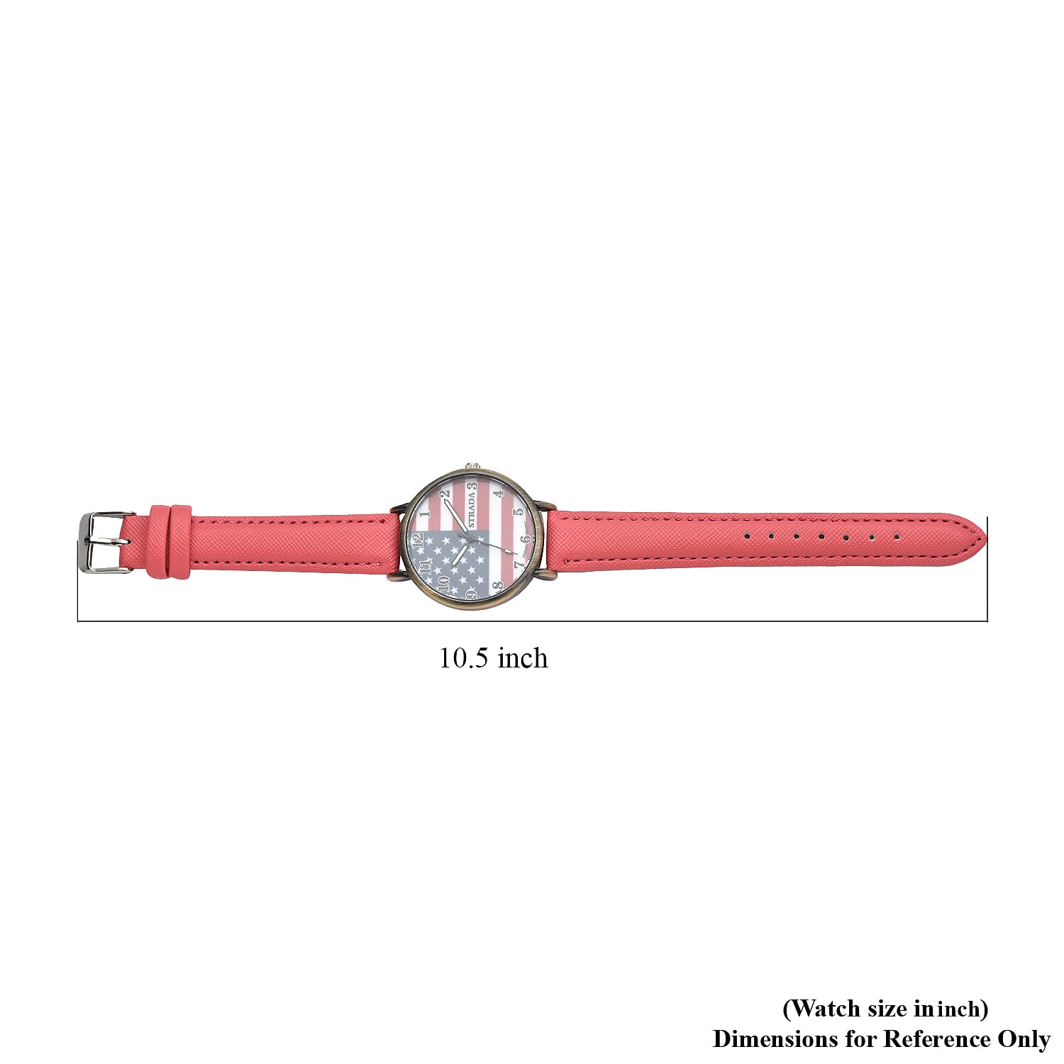 Strada Japanese Movement US National Flag Pattern Watch with Pink Faux Leather Strap