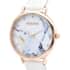 STRADA Austrian Crystal Japanese Movement Stone Pattern Dial Watch With White Faux Leather Strap image number 3