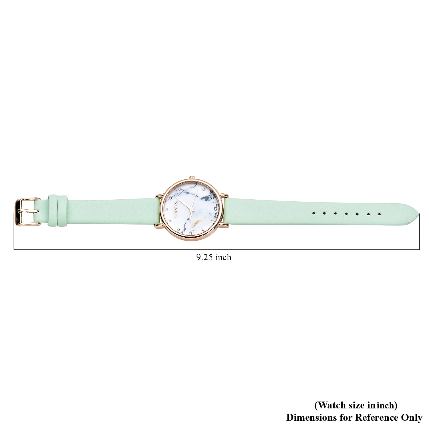 Strada Austrian Crystal Japanese Movement Stone Pattern Dial Watch With Green Faux Leather Strap