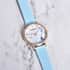 Strada Austrian Crystal Japanese Movement Stone Pattern Dial Watch With Blue Faux Leather Strap 0.20 ctw image number 1