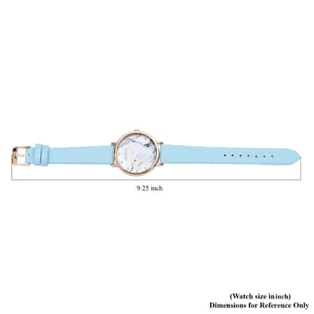 Strada Austrian Crystal Japanese Movement Stone Pattern Dial Watch With Blue Faux Leather Strap 0.20 ctw image number 6