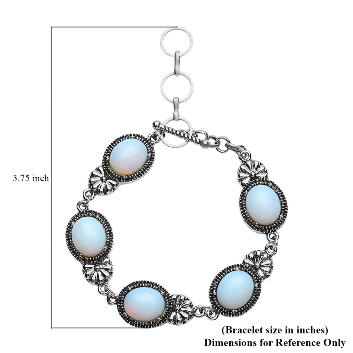 Opalite Toggle Clasp Bracelet in Black Oxidized Silvertone (8.00 In) 37.00 ctw image number 2