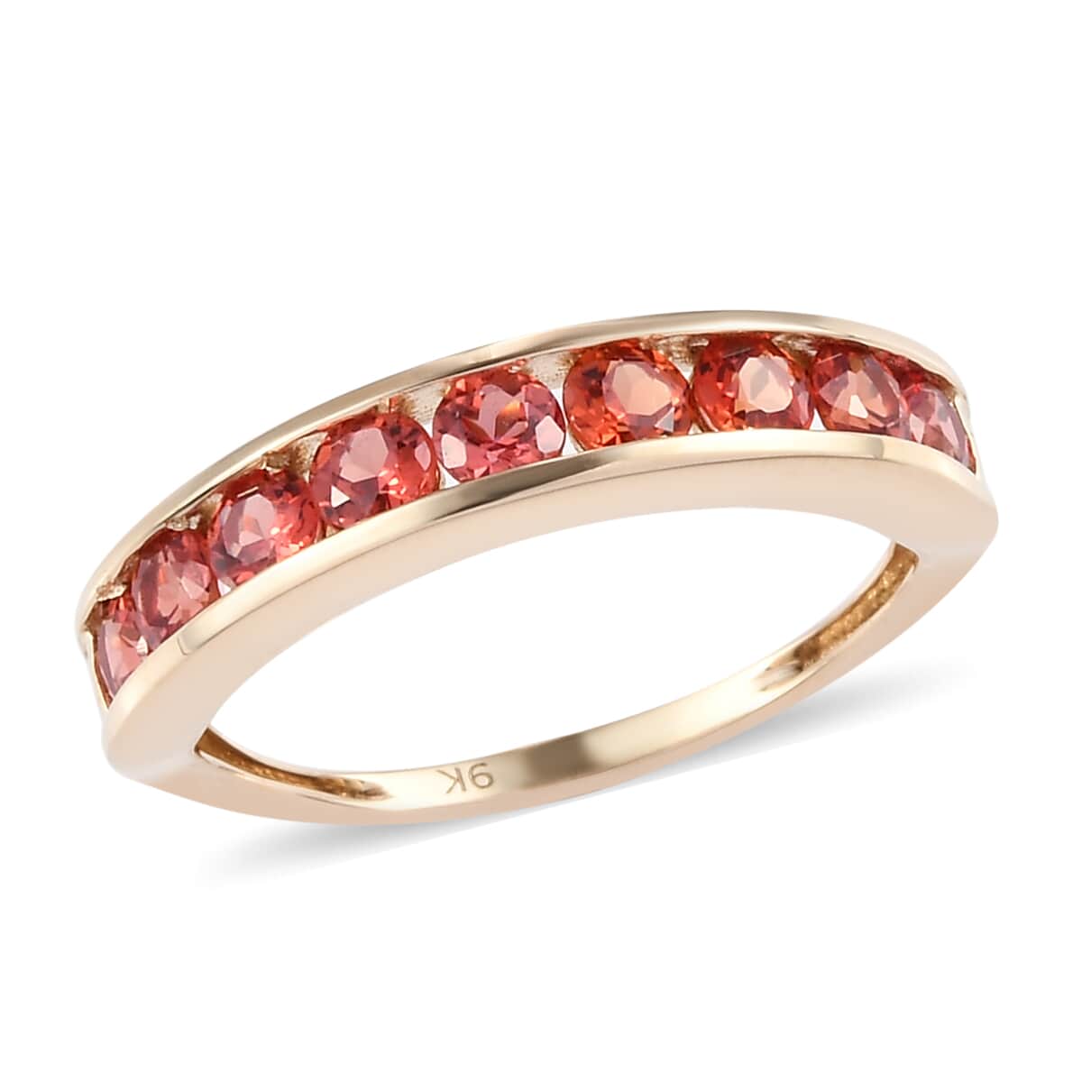 LUXORO 10K Yellow Gold Premium Red Sapphire Half Eternity Band Ring (Size 9.0) 1.25 ctw image number 0