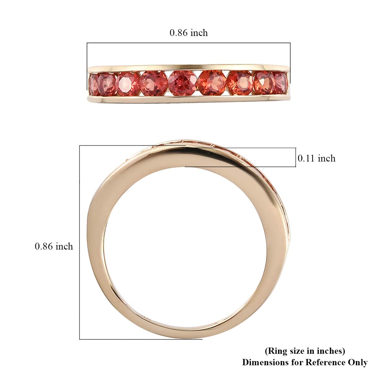 LUXORO 10K Yellow Gold Premium Red Sapphire Half Eternity Band Ring (Size 9.0) 1.25 ctw image number 5