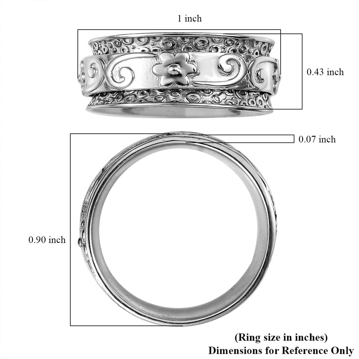 D'Joy Sterling Silver Band Ring (Size 10.0) 7 Grams image number 5