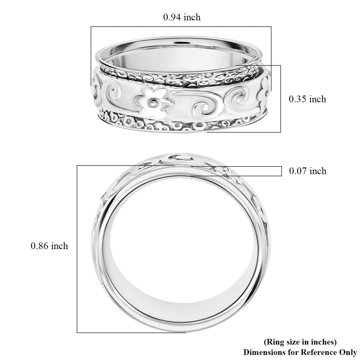 D'Joy Sterling Silver Band Ring (Size 8.0) 6.65 Grams image number 4