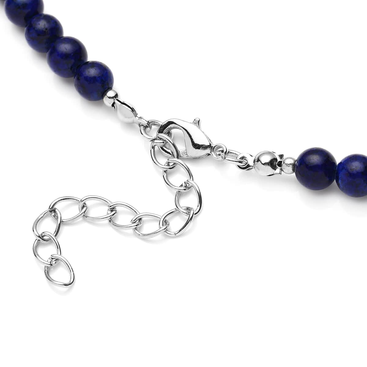 Lapis Lazuli Drop, Barrel Shape and Beaded Necklace 18-20 Inches in Silvertone 206.50 ctw image number 3