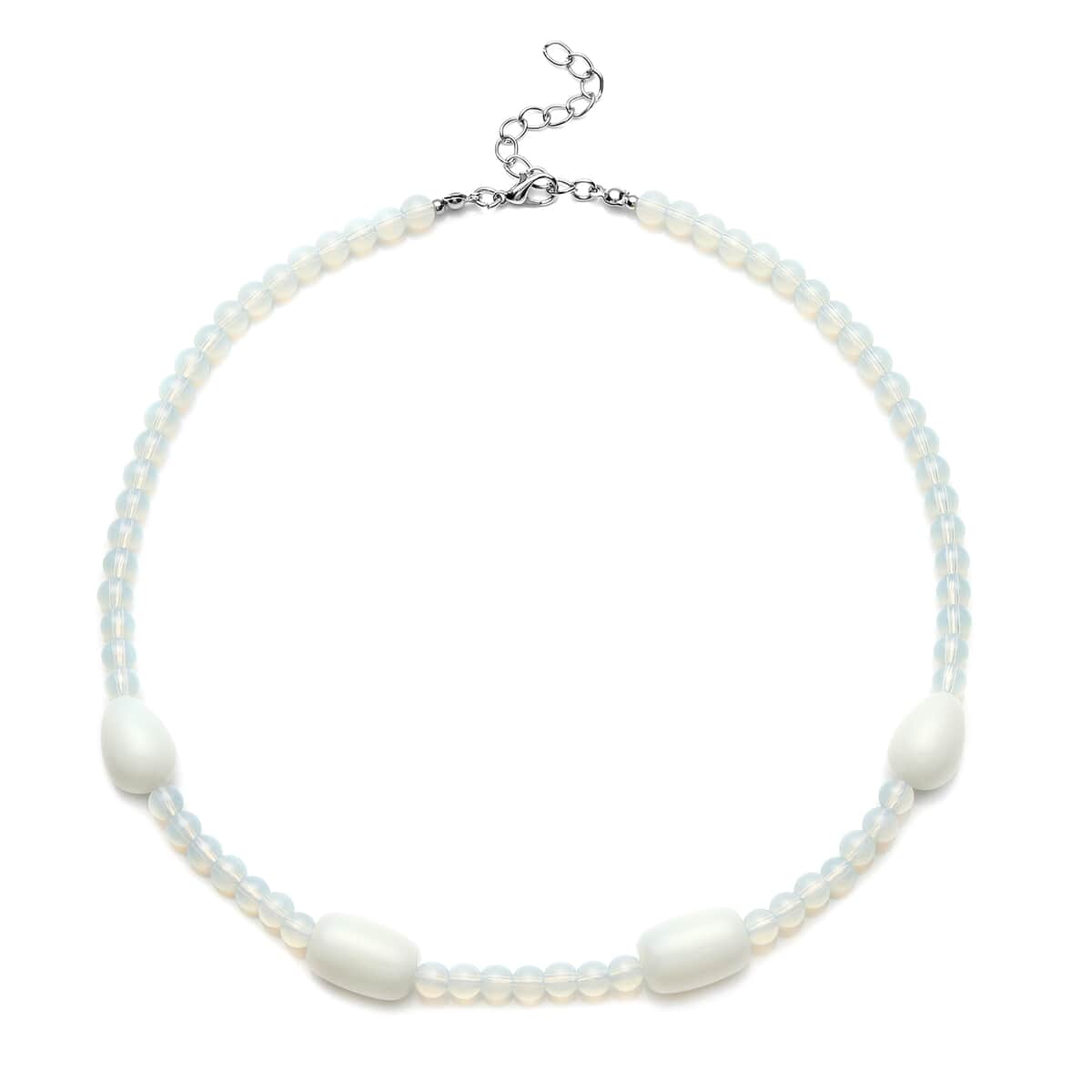 Opalite Drop, Barrel Shape and Beaded Necklace 18-20 Inches in Silvertone 175.50 ctw image number 0