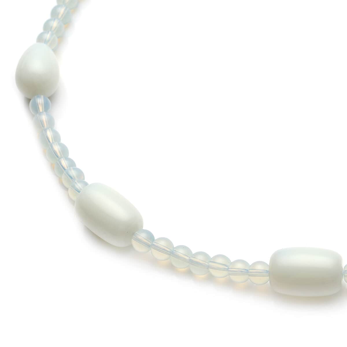 Opalite Drop, Barrel Shape and Beaded Necklace 18-20 Inches in Silvertone 175.50 ctw image number 2