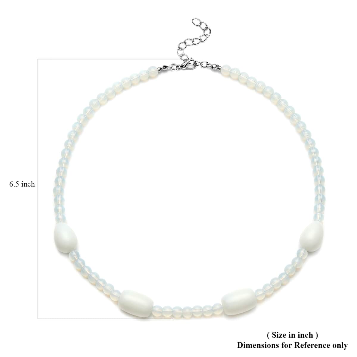 Opalite Drop, Barrel Shape and Beaded Necklace 18-20 Inches in Silvertone 175.50 ctw image number 4