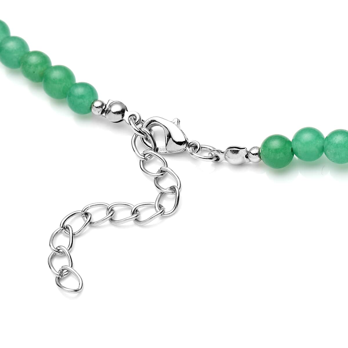 Green Aventurine Drop, Barrel Shape and Beaded Necklace 18-20 Inches in Silvertone 178.50 ctw image number 3