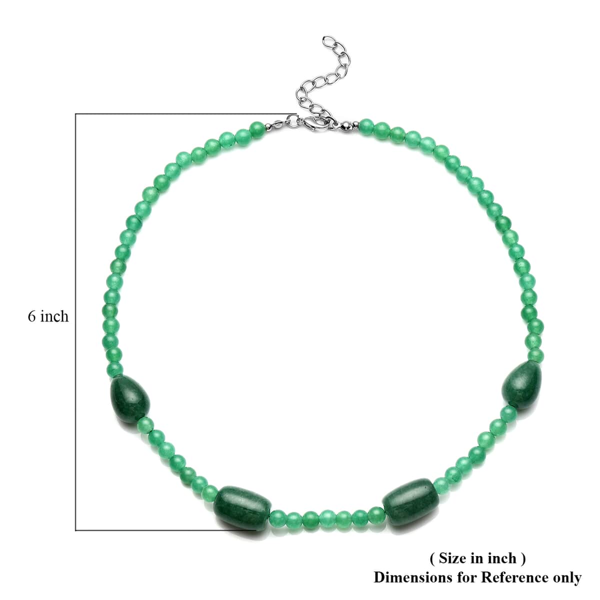 Green Aventurine Drop, Barrel Shape and Beaded Necklace 18-20 Inches in Silvertone 178.50 ctw image number 4