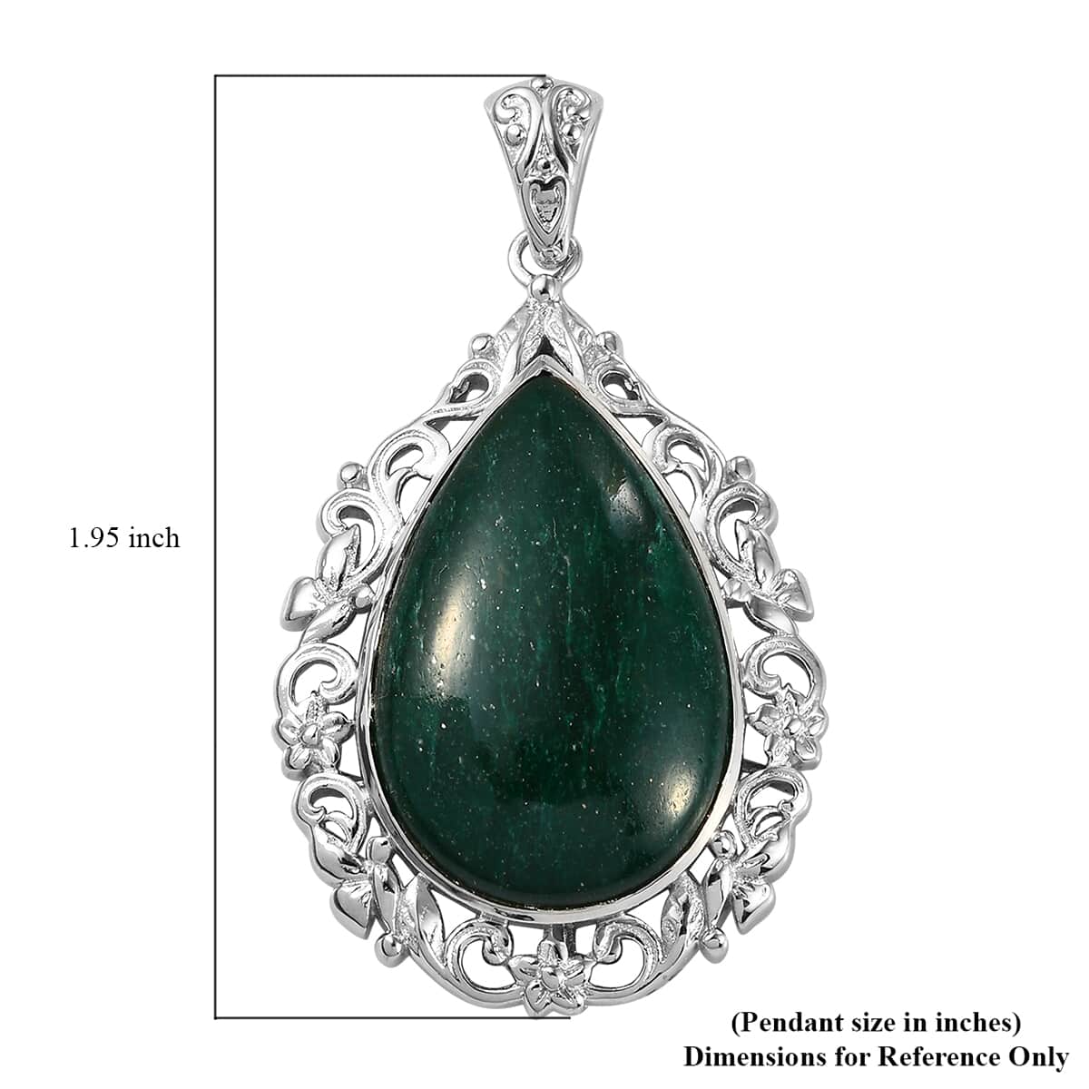 Green Aventurine Solitaire Pendant in Platinum Over Copper with Magnet 28.85 ctw image number 4