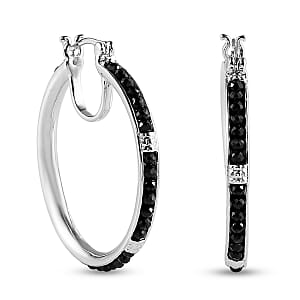 Karis Thai Black Spinel Hoop Earrings in Platinum Bond 6.00 ctw