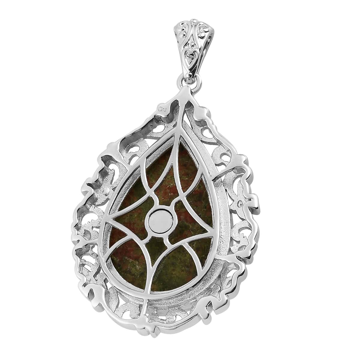 Unakite Solitaire Pendant in Platinum Over Copper with Magnet with Magnet 33.65 ctw image number 3