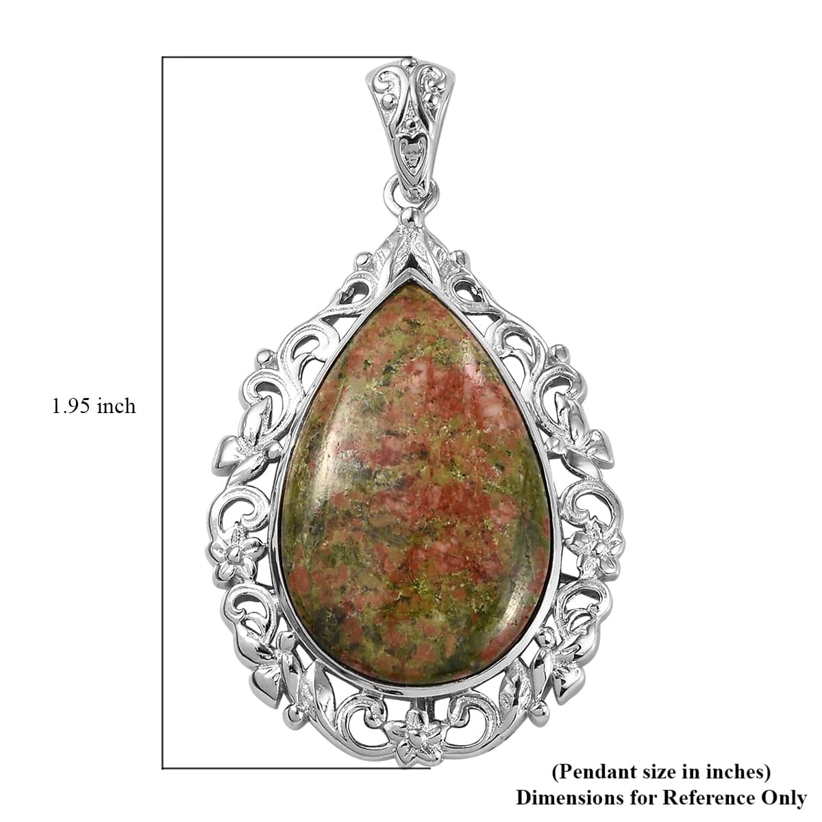 Unakite Solitaire Pendant in Platinum Over Copper with Magnet with Magnet 33.65 ctw image number 4