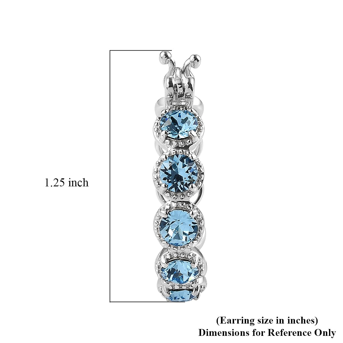 KARIS Dark Indigo Crystal Hoop Earrings in Platinum Bond 3.60 ctw image number 4