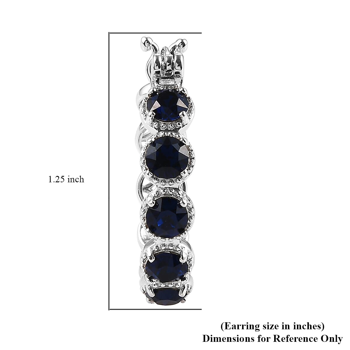 Karis Dark Indigo Crystal Hoop Earrings in Platinum Bond image number 4
