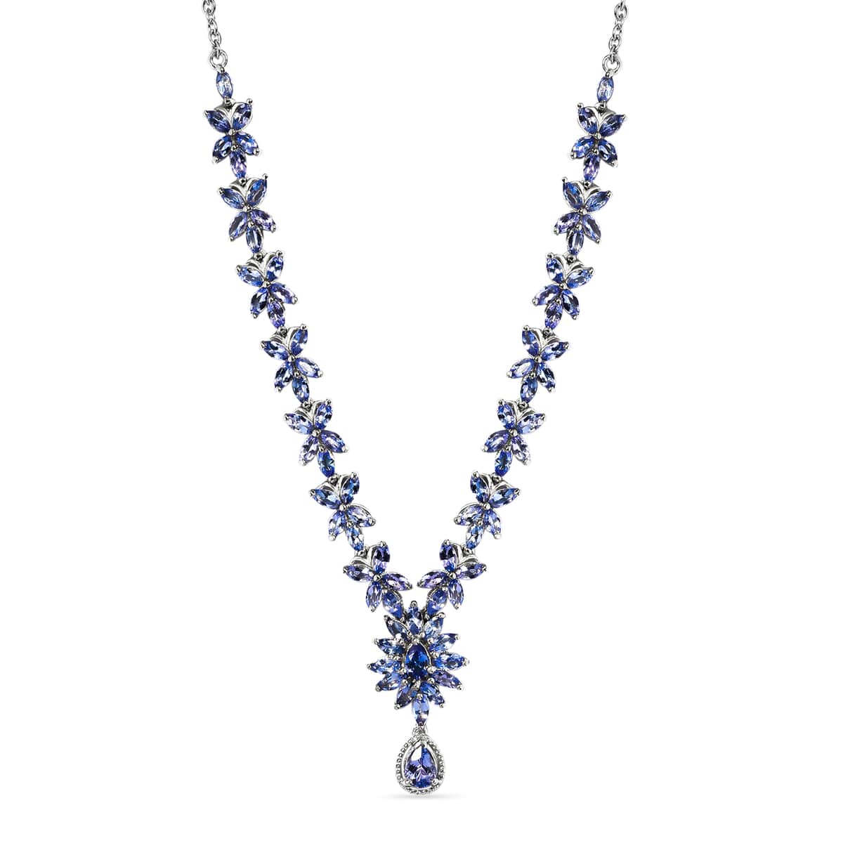Tanzanite Necklace 18 Inches in Platinum Over Sterling Silver 13.50 ctw image number 0