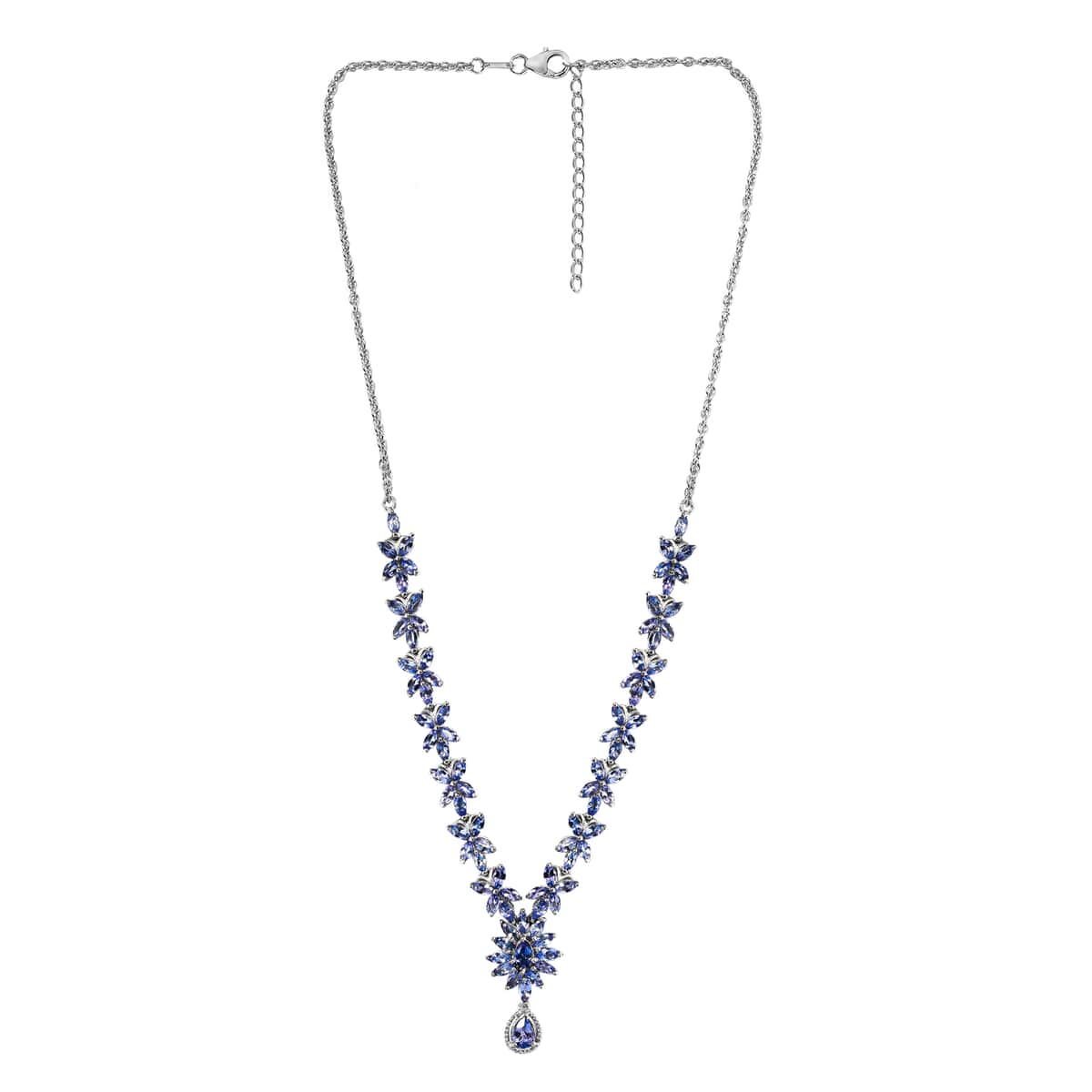 Tanzanite Necklace 18 Inches in Platinum Over Sterling Silver 13.50 ctw image number 3