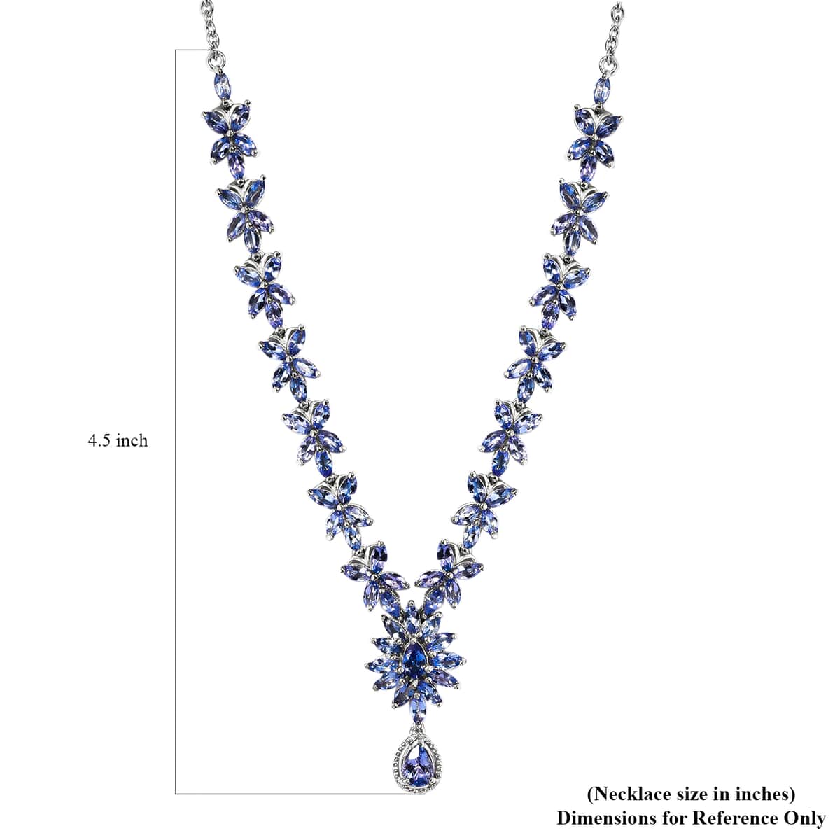 Tanzanite Necklace 18 Inches in Platinum Over Sterling Silver 13.50 ctw image number 5