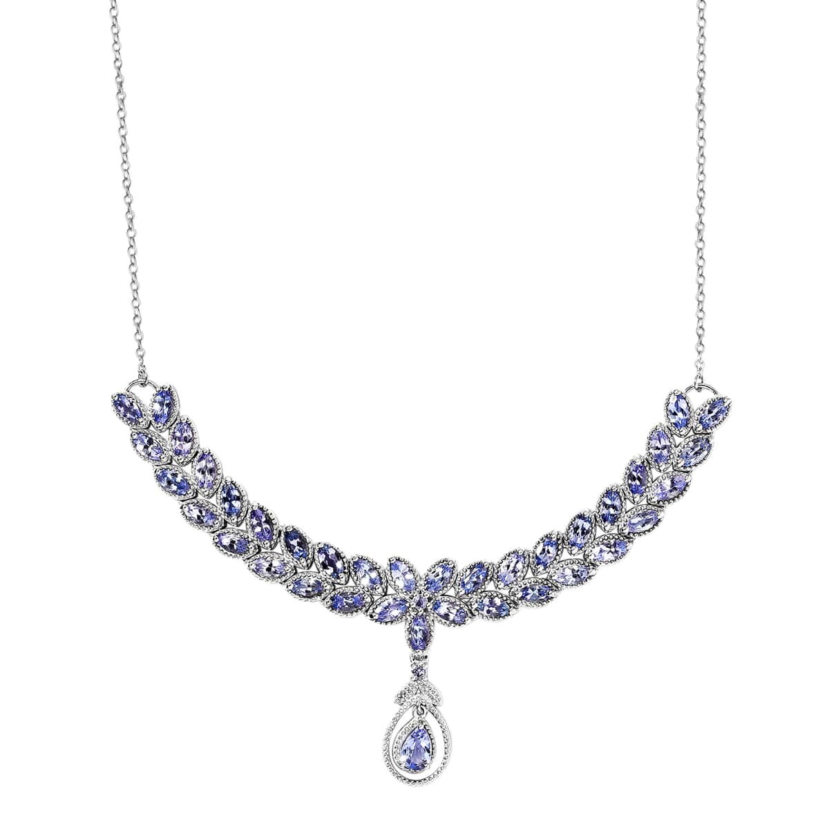 Tanzanite Necklace 18 Inches in Platinum Over Sterling Silver 9.50 ctw image number 0