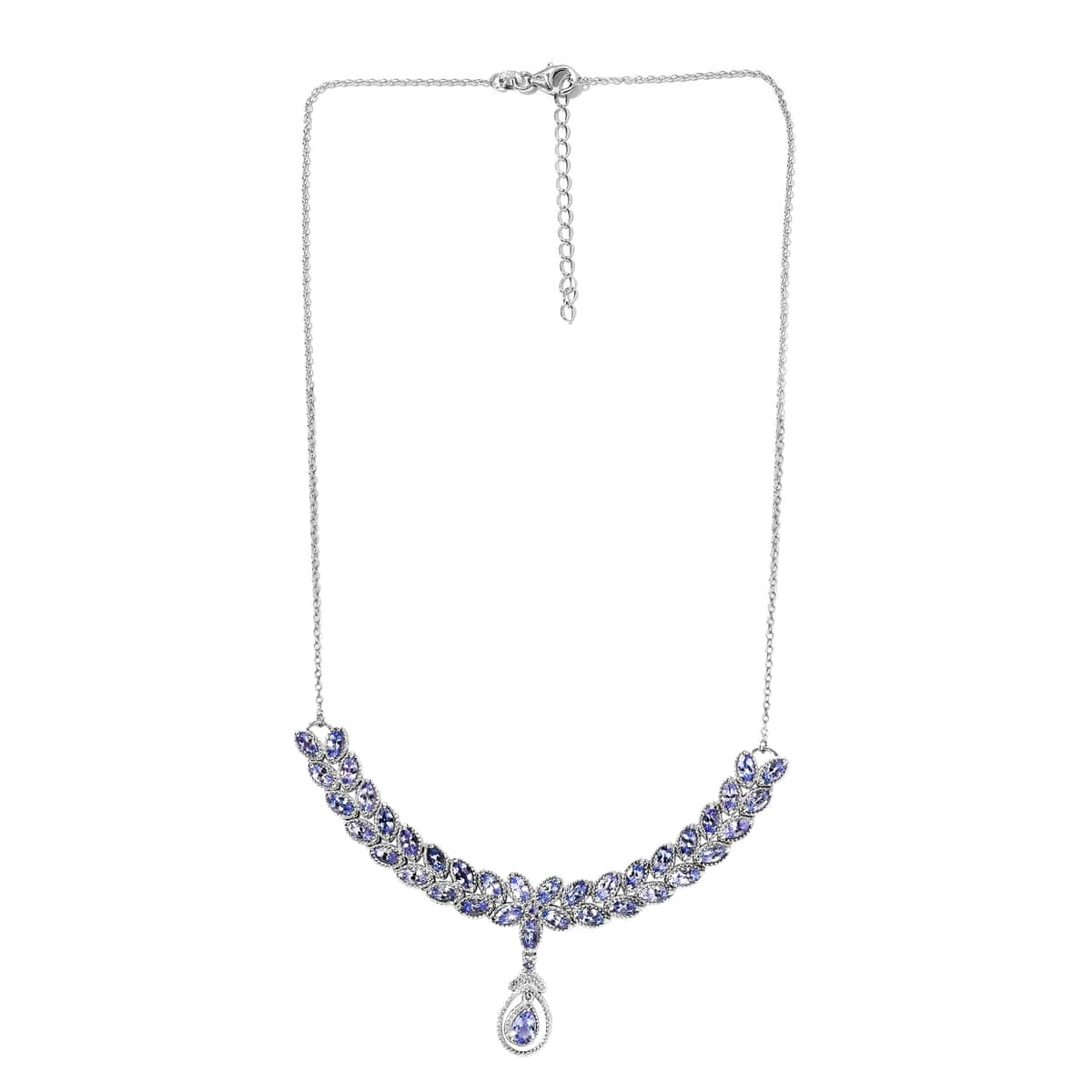 Tanzanite Necklace 18 Inches in Platinum Over Sterling Silver 9.50 ctw image number 2