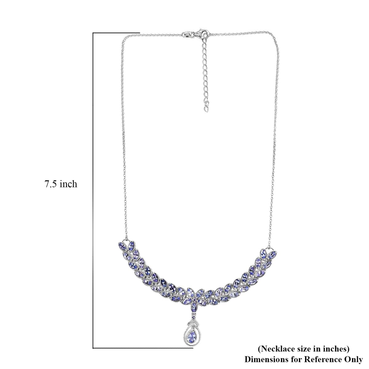 Tanzanite Necklace 18 Inches in Platinum Over Sterling Silver 9.50 ctw image number 4