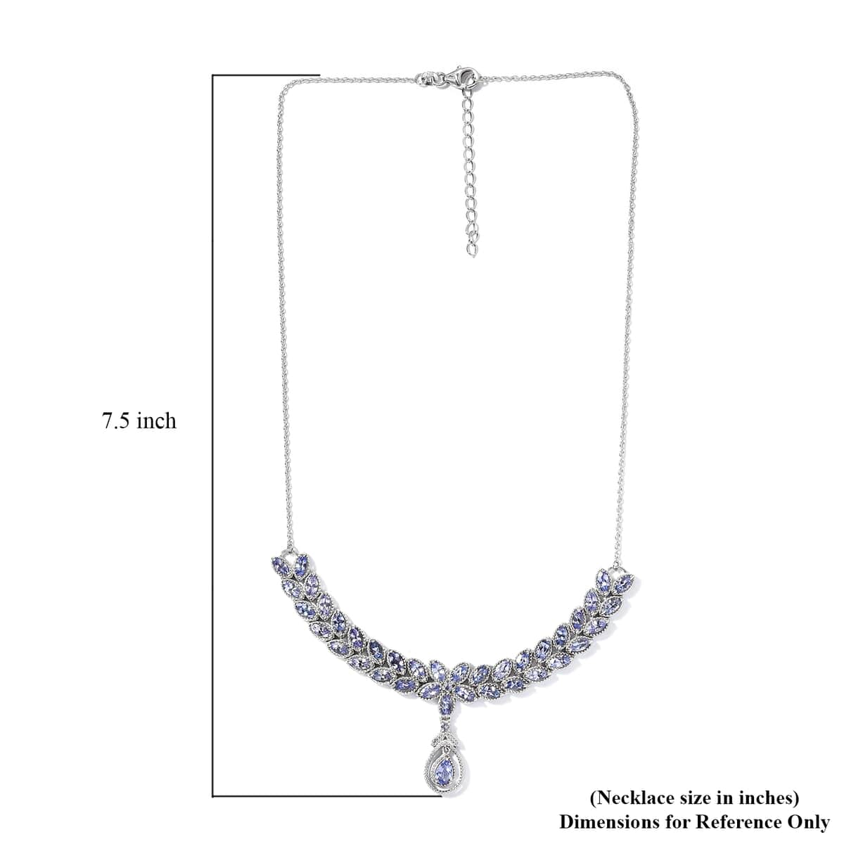 Tanzanite Necklace 18 Inches in Platinum Over Sterling Silver 9.50 ctw image number 5