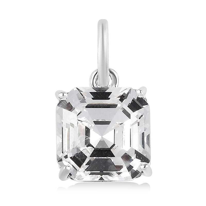 D'Joy White Crystal Solitaire Pendant without Chain in Sterling Silver