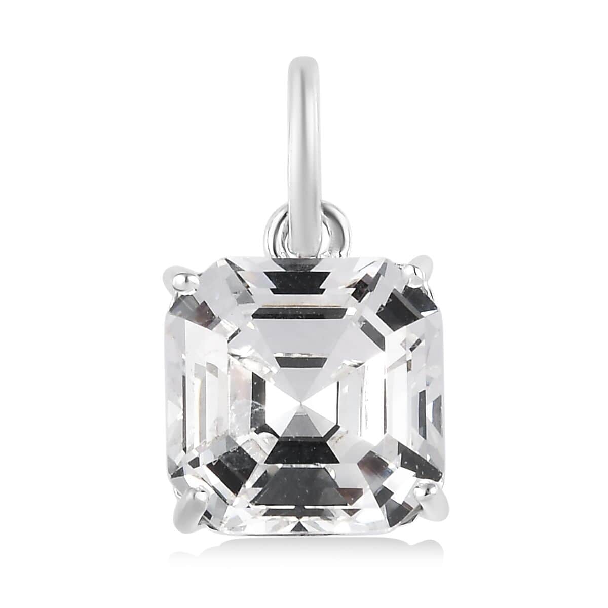 White Crystal Solitaire Pendant in Sterling Silver 4.50 ctw image number 0
