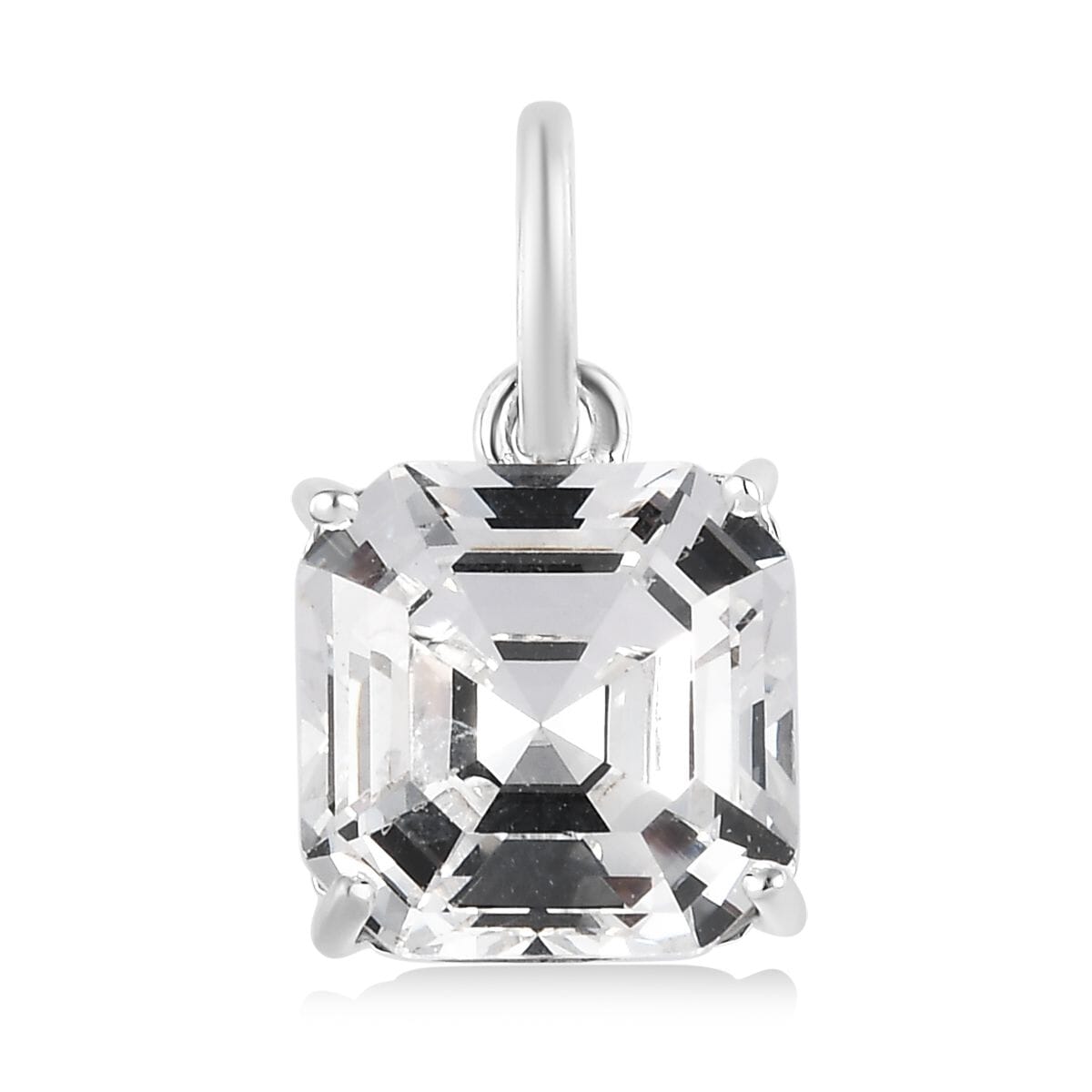 White Crystal Solitaire Pendant in Sterling Silver image number 0