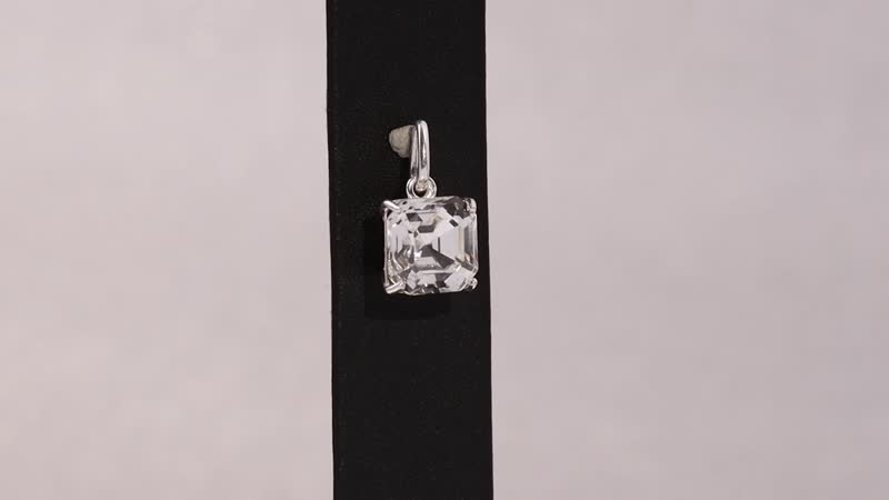 White Crystal Solitaire Pendant in Sterling Silver 4.50 ctw