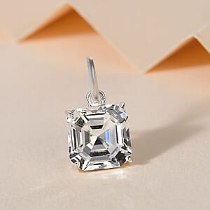 D'Joy White Crystal Solitaire Pendant without Chain in Sterling Silver