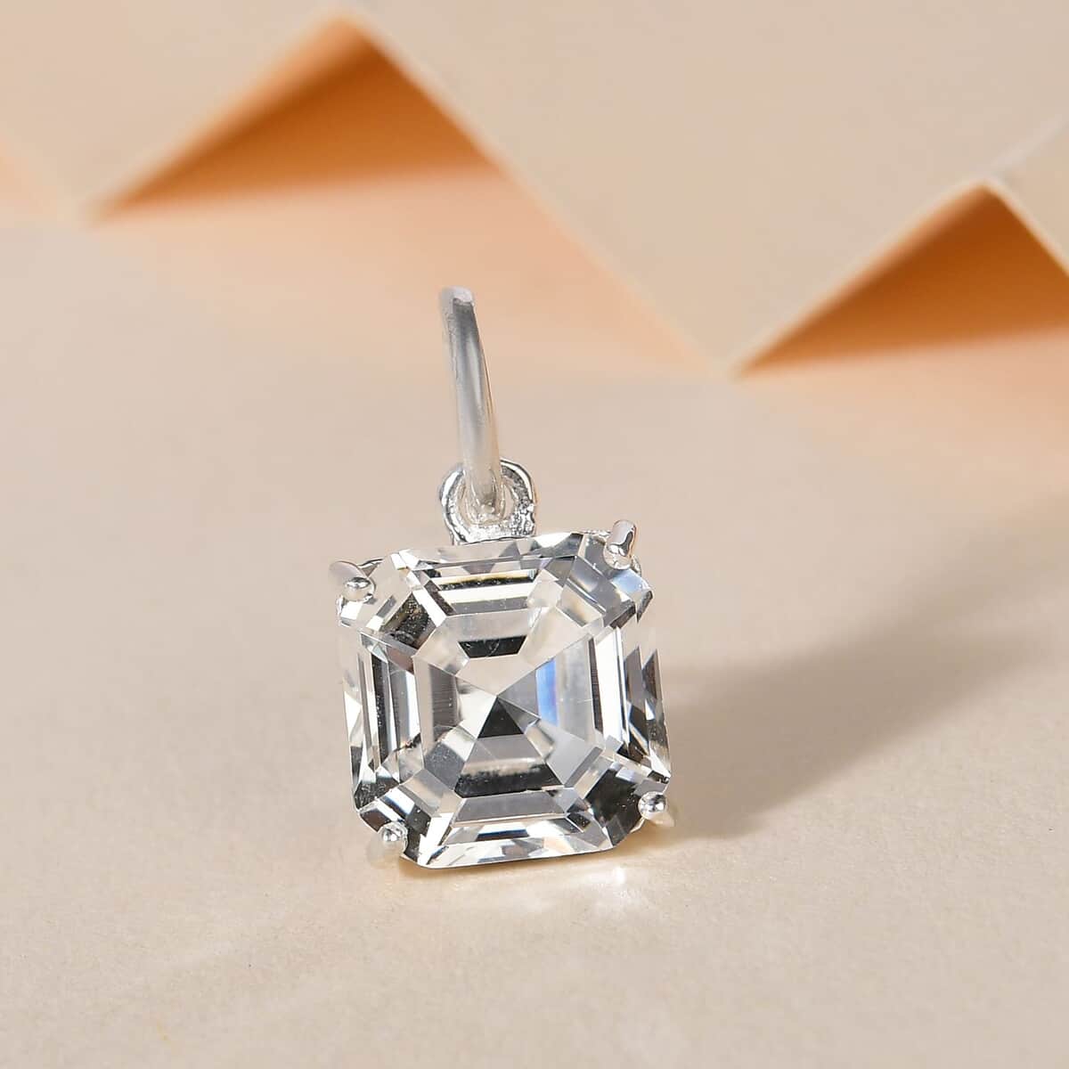 White Crystal Solitaire Pendant in Sterling Silver 4.50 ctw image number 1