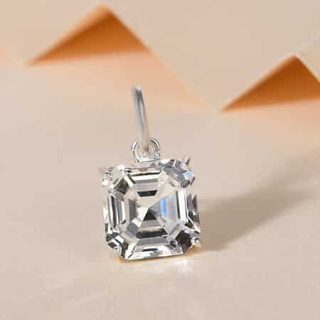 White Crystal Solitaire Pendant in Sterling Silver image number 1