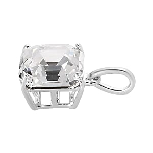D'Joy White Crystal Solitaire Pendant without Chain in Sterling Silver