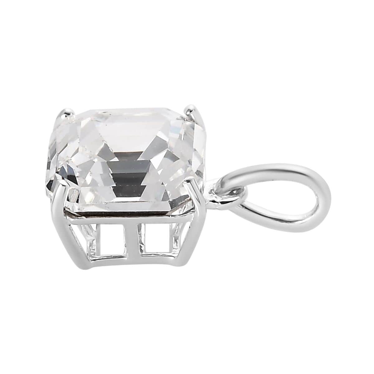 White Crystal Solitaire Pendant in Sterling Silver image number 3