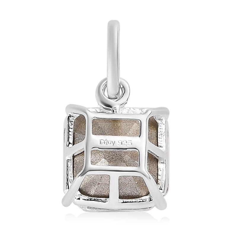 D'Joy White Crystal Solitaire Pendant without Chain in Sterling Silver