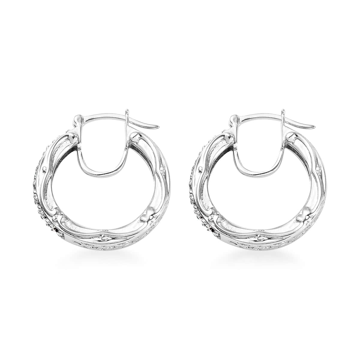Karis White Crystal Hoop Earrings in Platinum Bond image number 3